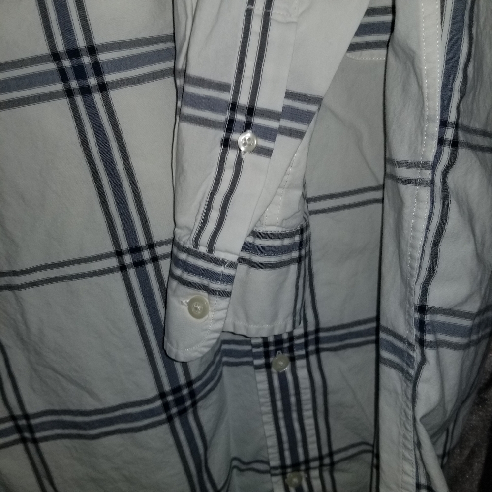 Gap Slim Fit Long Sleeve Cotton Poplin Big Window Check Button Down Size Large - Picture 5 of 15